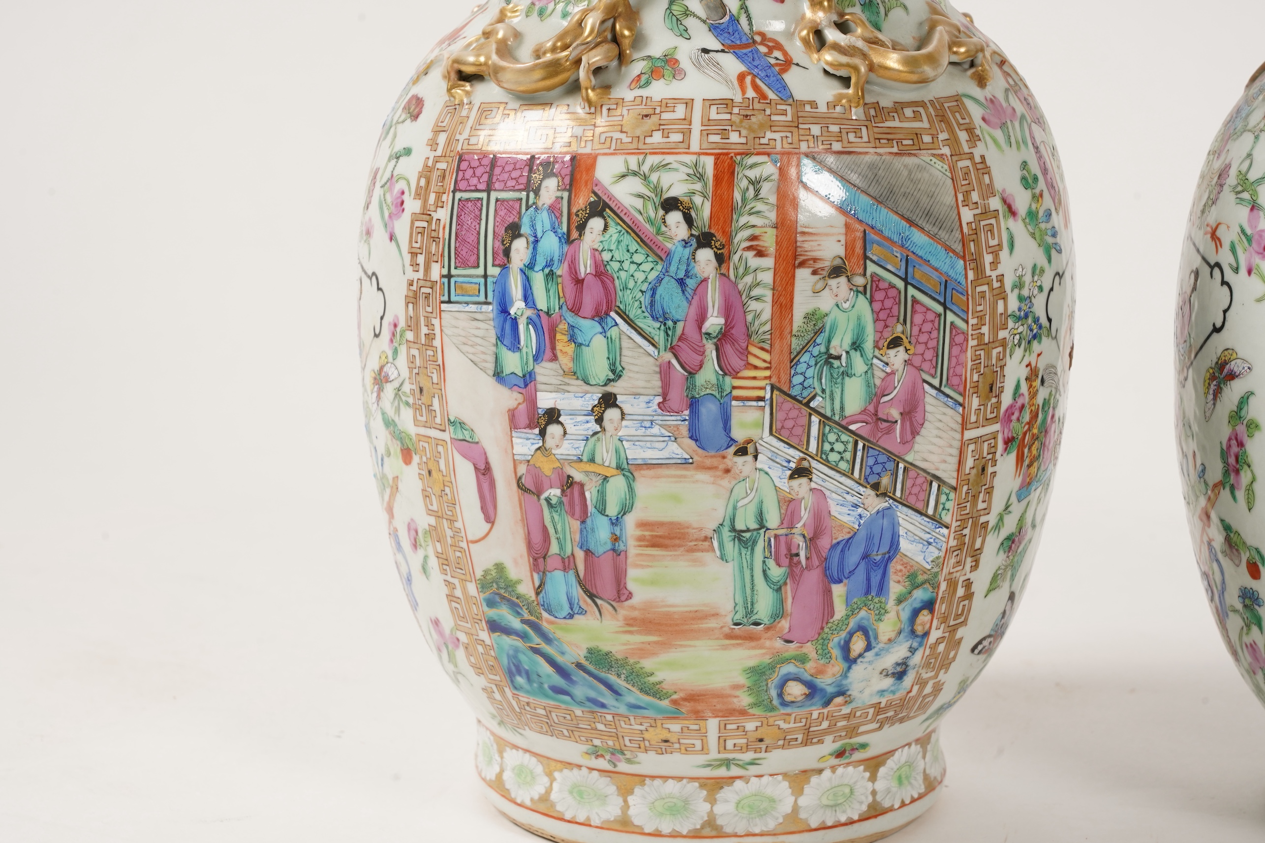 A pair of Chinese famille rose vases, Daoguang period, c.1830